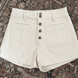 Apiece Apart  Cream Button-Front Shorts